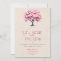 Inbjudan till Cherry Blommar Baby Shower