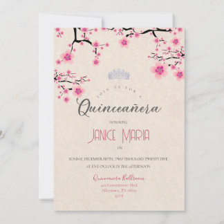 Inbjudan till Cherry Blossom Quinceañera
