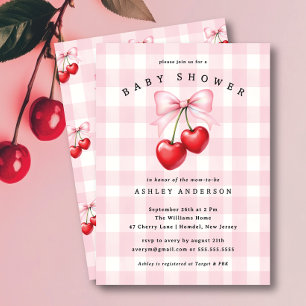 Inbjudan till Cherry Heart Baby Shower