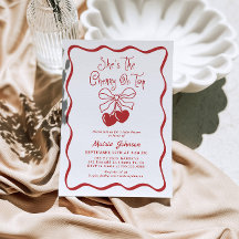 Inbjudan till Cherry on Top Coquette Baby Shower