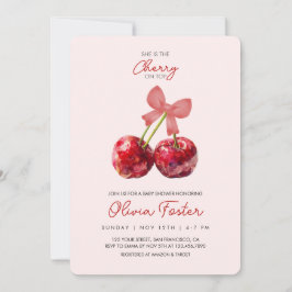 Inbjudan till Cherry on Top Flicka Shower