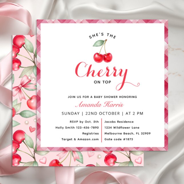 Inbjudan till Cherry på Top Baby Shower (Cherry on top invitation)