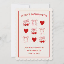 Inbjudan till Cherry Sweet Red Bows Bachelorette