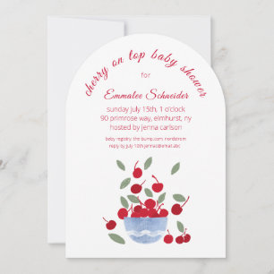 Inbjudan till Cherry Theme Watercolor Baby Shower