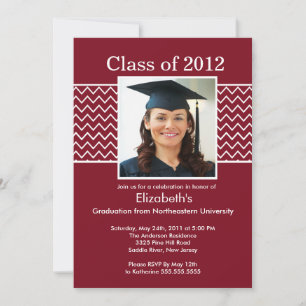 Inbjudan till Chevron Photo Studenten - Maroon Whi