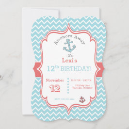 Inbjudan till Chevron-utskrift Anchor-födelserbjud