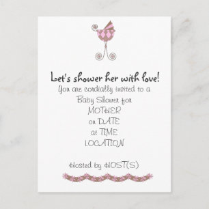 Inbjudan till Chic Baby Coach Baby Shower Vykort