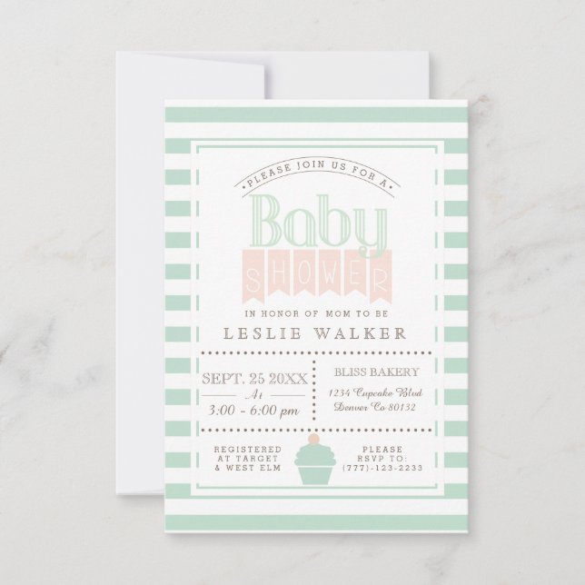 Inbjudan till chic Bakery Baby Shower (Framsida)