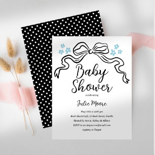 Inbjudan till chic Black and White Bow Baby Shower
