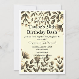 Inbjudan till chic Black & Guld 30års födelsedag