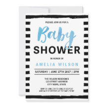 Inbjudan till chic Black Rand Blue Baby Shower