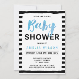 Inbjudan till chic Black Rand Blue Baby Shower