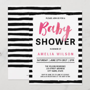 Inbjudan till chic Black & White Rand Baby Shower