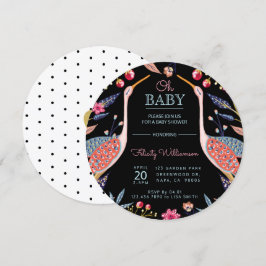 Inbjudan till chic Blommigt Botanical Stork Baby S