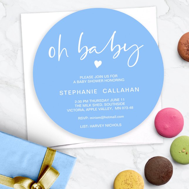 Inbjudan till chic Blue Circular Oh Baby Shower (Skapare uppladdad)