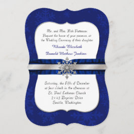 Inbjudan till chic Blue Jeweled Snowflake Wedding