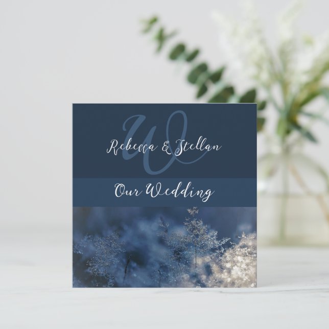 Inbjudan till chic Blue Winter Wedding (Stående Fram)