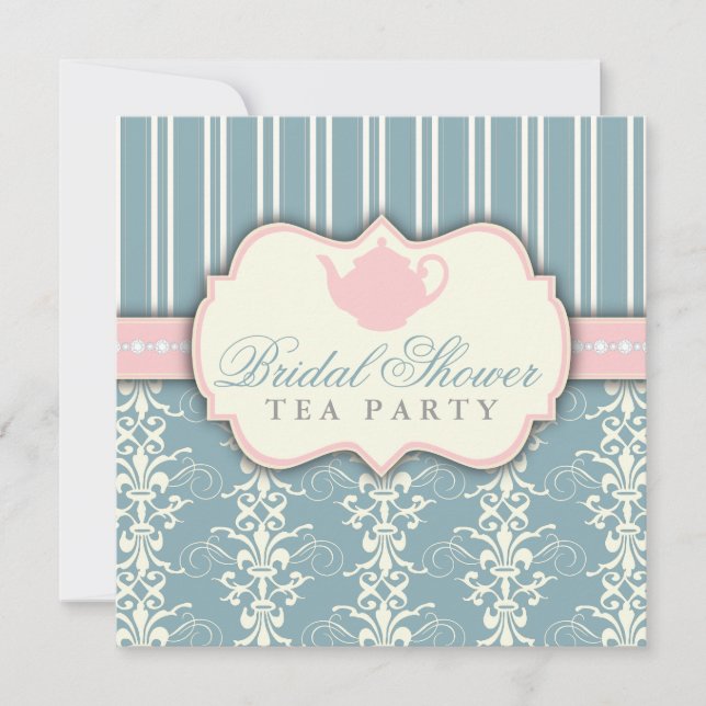 Inbjudan till Chic Damask & Rand Möhippa Tea (Framsida)