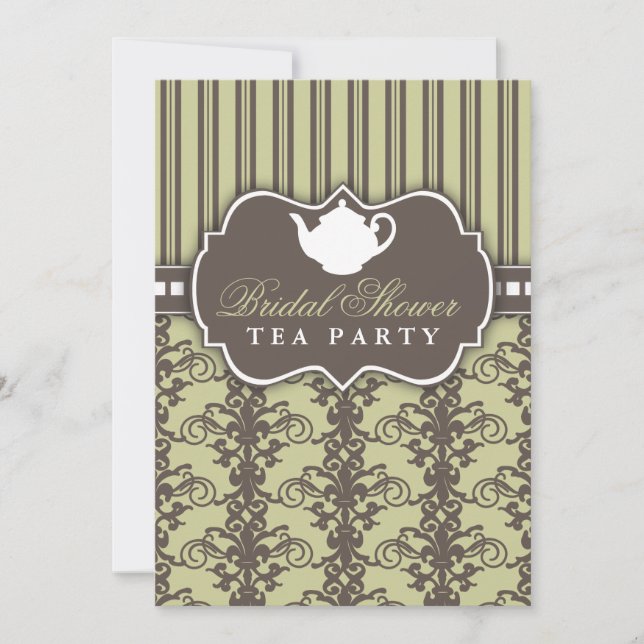 Inbjudan till Chic Damask & Rand Möhippa Tea (Framsida)