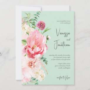 Inbjudan till Chic för Blommigt av elegant Mint oc