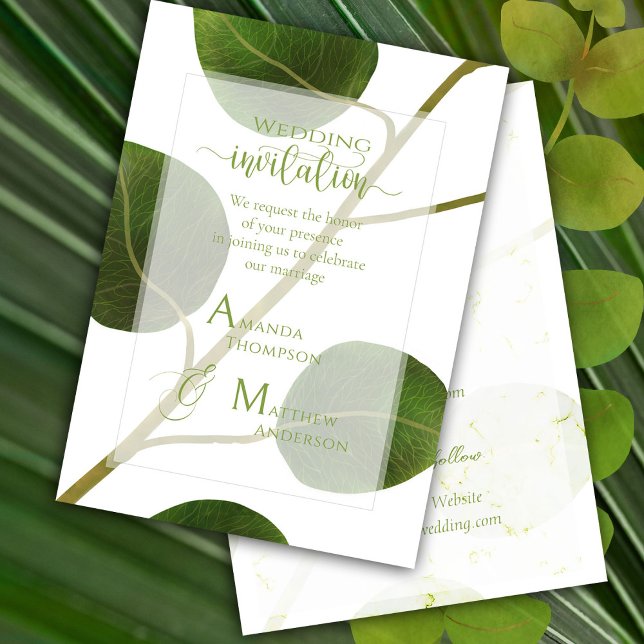 Inbjudan till Chic för bröllop Grönt  (Chic Green Wedding Invitation Card. )