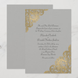 Inbjudan till chic Grått och Guld Felt Wedding