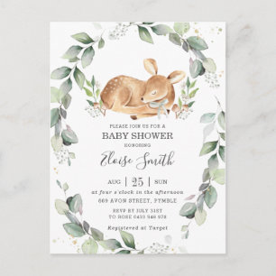 Inbjudan till chic Grey Hjort Baby Shower Neutralt