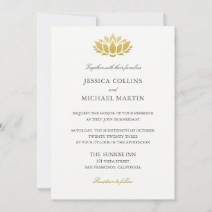 Inbjudan till chic Guld Lotus Flower Personligt br