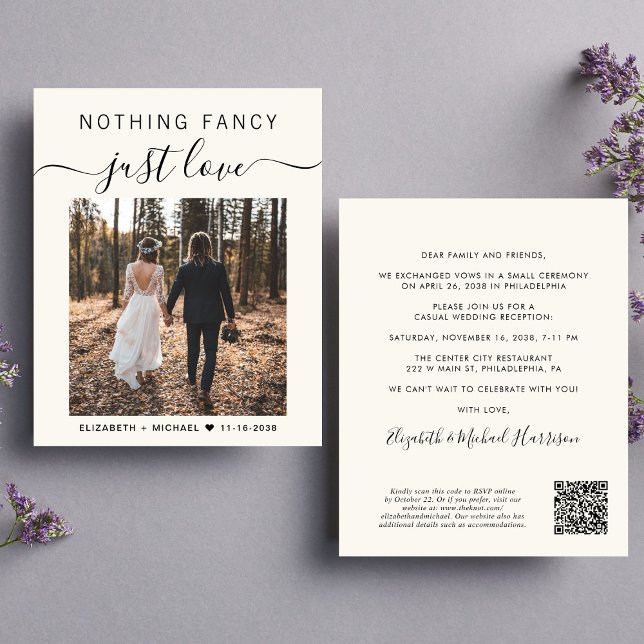 Inbjudan till chic Photo QR Code Wedding Reception (Skapare uppladdad)