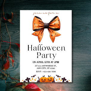 Inbjudan till chic Polka Dot Bow Halloween fest