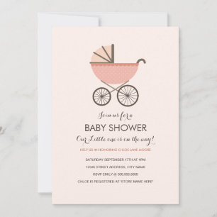 Inbjudan till chic Pram Girl Baby Shower