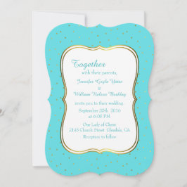 Inbjudan till chic Robins Egg Blue och Guld Weddin