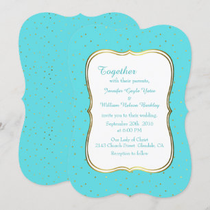 Inbjudan till chic Robins Egg Blue och Guld Weddin