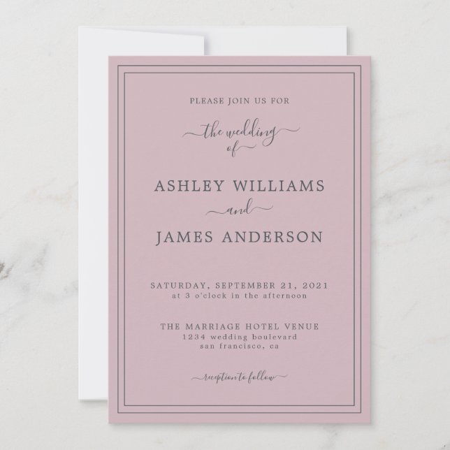 Inbjudan till chic Script Pastel Lila Wedding (Framsida)
