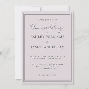 Inbjudan till chic Script Pastel Lila Wedding