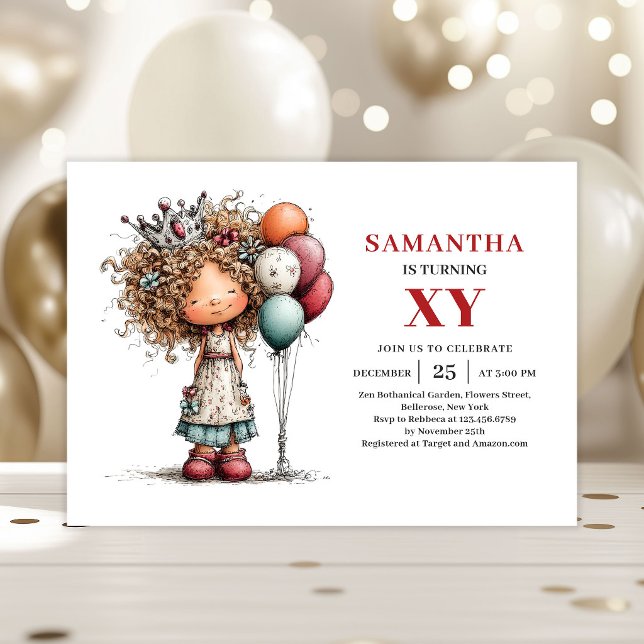 Inbjudan till Chic Whimsical Flickas Födelsedagsfe (Whimsical Girl Birthday Party Invitation Pink Aesthetic)