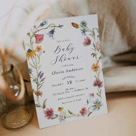 Inbjudan till chicen Feminine Wildblomma Baby Show