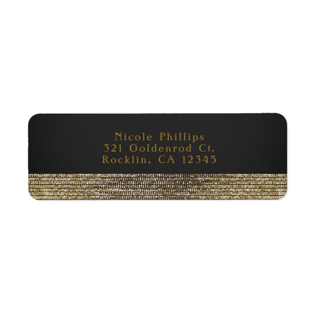 Inbjudan till Chicen grått & Guld Modern Glam Sequ Returadress Etikett (Framsidan)