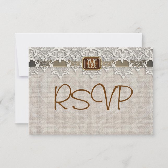 Inbjudan till Chicen Snöre & Burlap Bröllop OSA (Framsida)