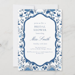 Inbjudan till Chinoiserie Blåa blommor och fåglar