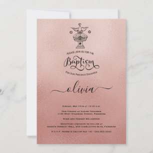 Inbjudan till Christening Baptism i ro Guld