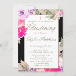 Inbjudan till Christening eller Baptism Blommigt R