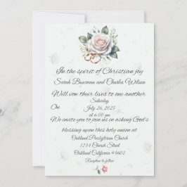Inbjudan till Christian Wedding i rosa ros och Rin
