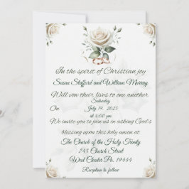 Inbjudan till Christian Wedding i vit ros och Kor