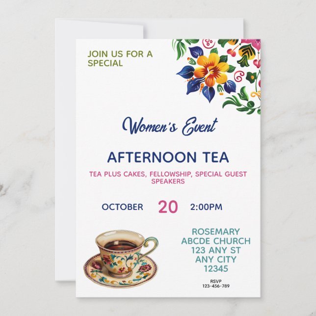 Inbjudan till Christian Women Fellowship Tea (Framsida)