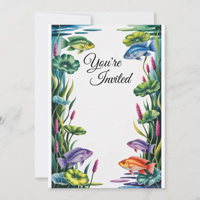 Inbjudan till cichlid-fisk Bröllopsfest Inbjudan (Framsida)