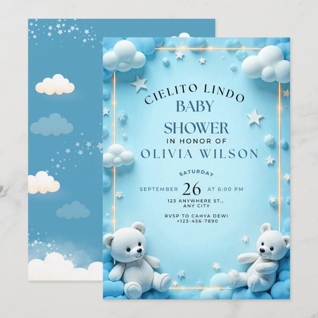 Inbjudan till cielito Lindo Baby Shower (Fram/baksida)