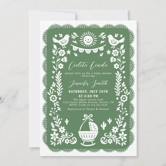 Inbjudan till cielito Lindo Baby Shower (Framsida)
