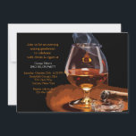 Inbjudan till Cigar och Brandy<br><div class="desc">En mans inbjudan att fira en födelsedag, att klara provet i pub, reklamfesten med mera. Kortet innehåller rök som stigning från en upplyst cigarr bredvid ett glas brandy eller konjak. Kortet är enkelt att anpassa med text, teckensnitt, teckensnitt, färg, pappra formalternativ och val av sex pappra typer. Inte exakt vad...</div>