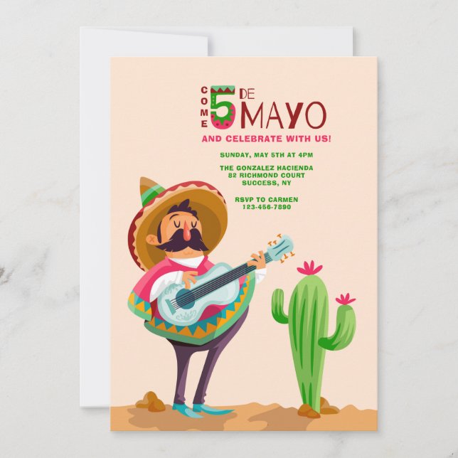 Inbjudan till Cinco de Mayo (Framsida)